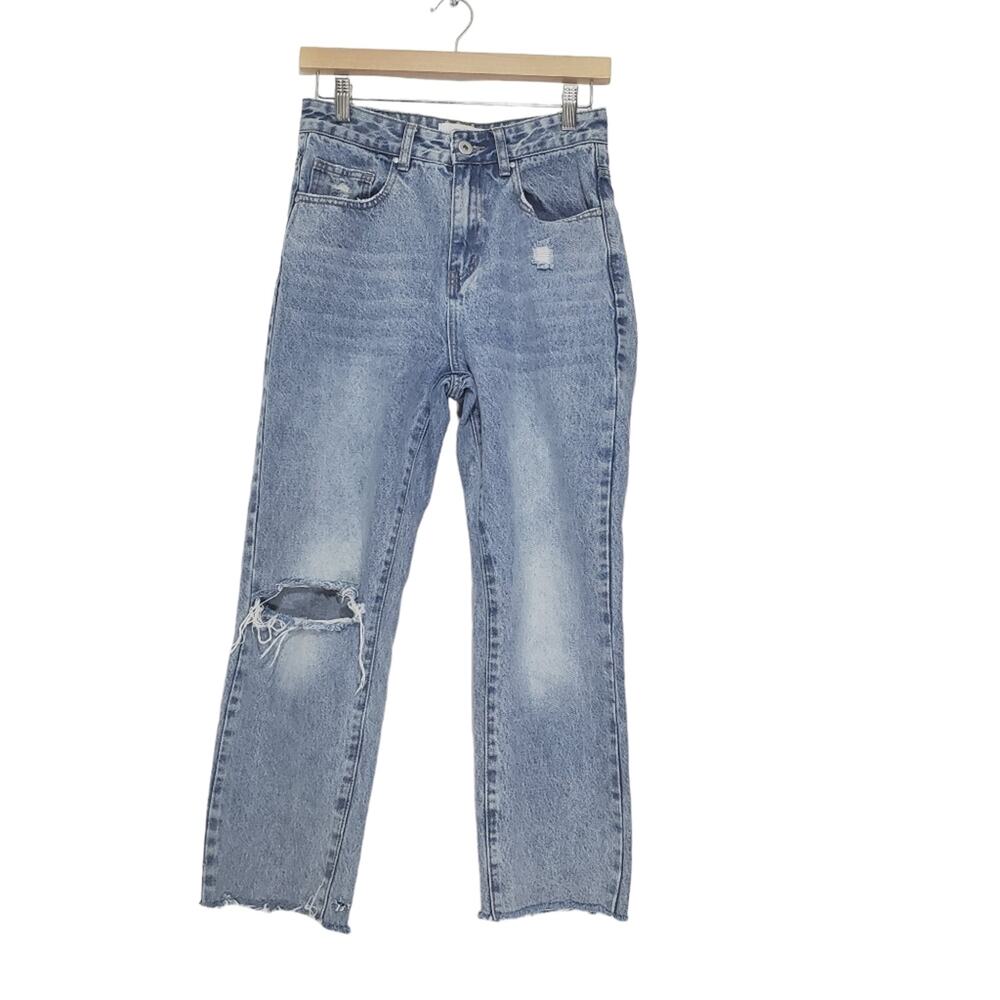 Cotton On | Distressed Raw Hem Cropped Mom Jeans